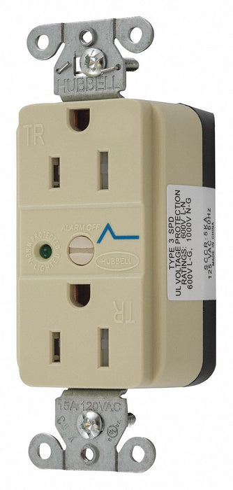 Receptacle Ivory 125VAC 3 Wires Nylon