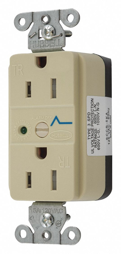 Receptacle Ivory 125VAC 3 Wires Nylon