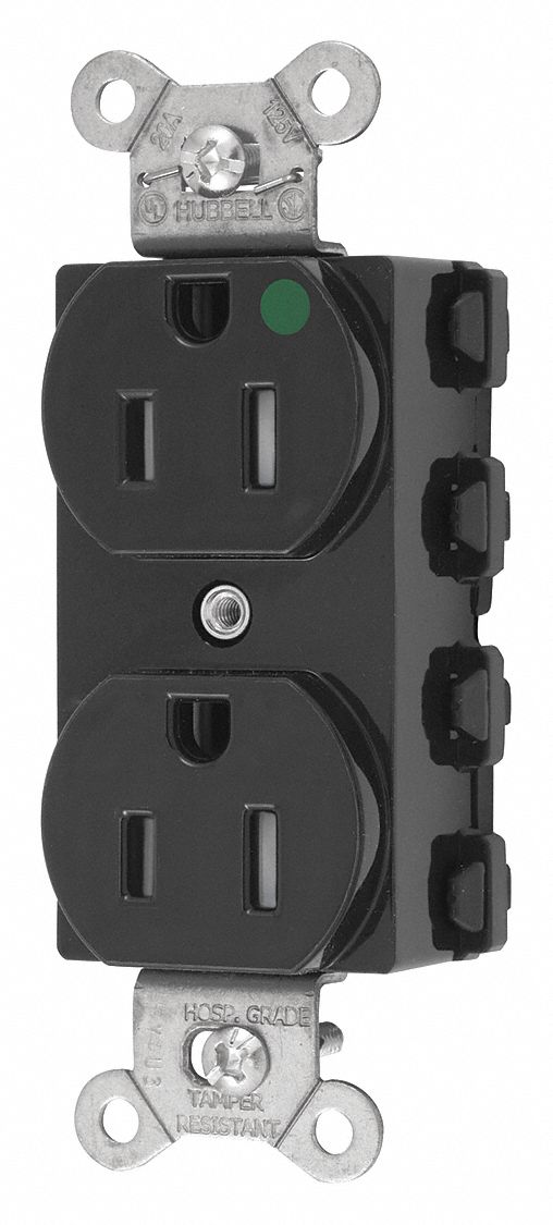 Receptacle Black 15 A 2P3W Back 1PK