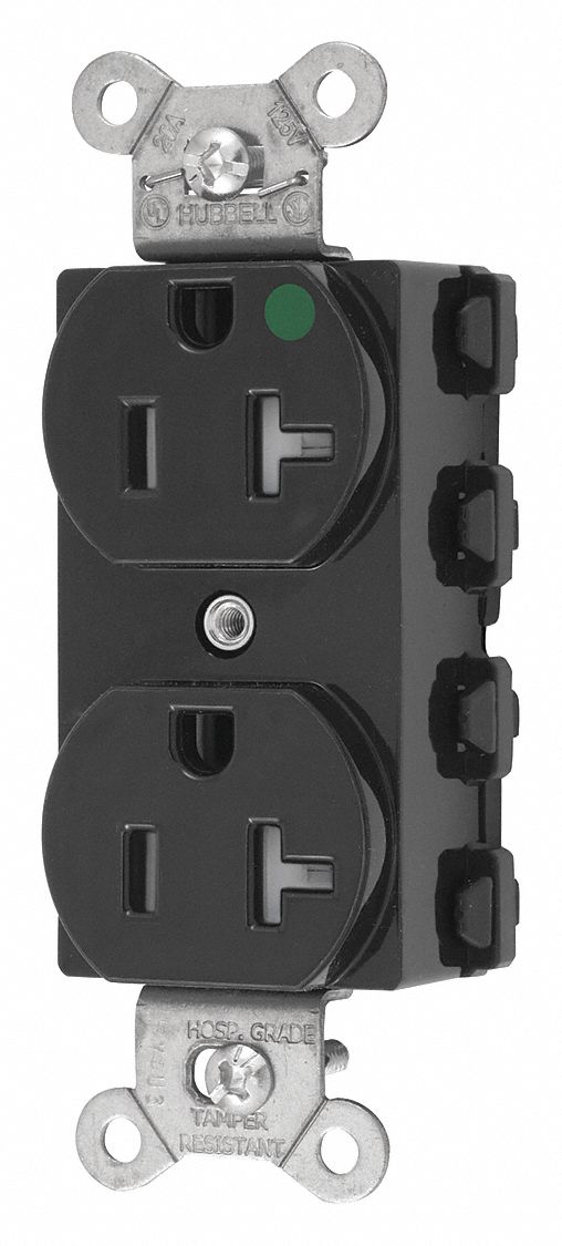 Receptacle Black 20 A 2P3W Back 1PK