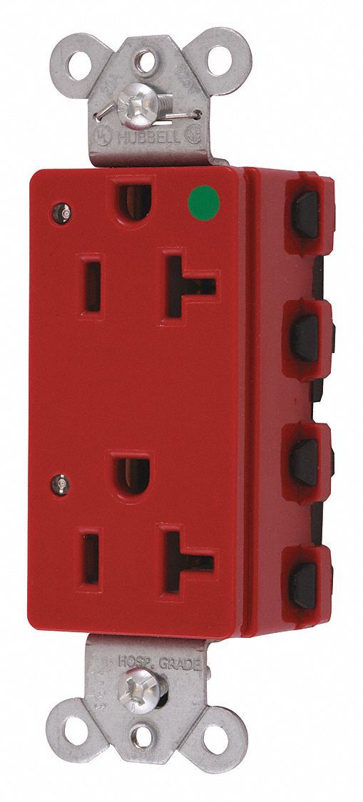 Receptacle Red 1.0 HP 20A 3 Wires Nylon