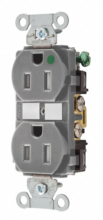 Receptacle Gray 15A 125VAC Duplex Outlet