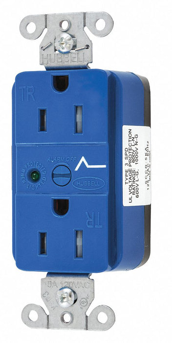 Receptacle Blue 125VAC 15A 3 Wires Nylon