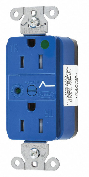 Receptacle Blue 15 A 2P3W Back 1PK
