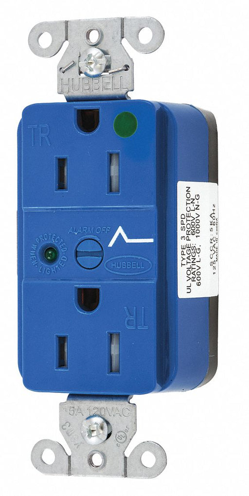 Receptacle Blue 15 A 2P3W Back 1PK