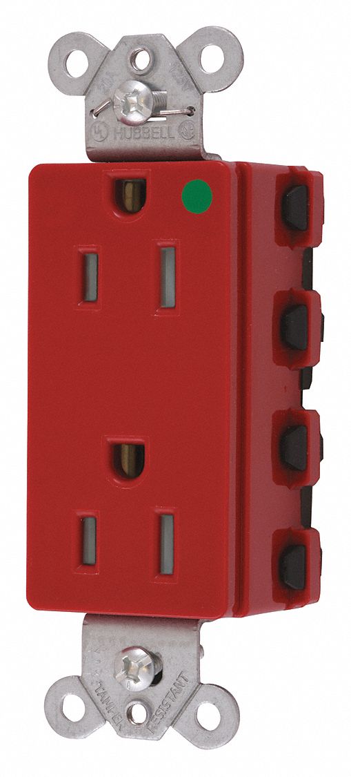 Receptacle Red 15 A 2P3W Back 1PK
