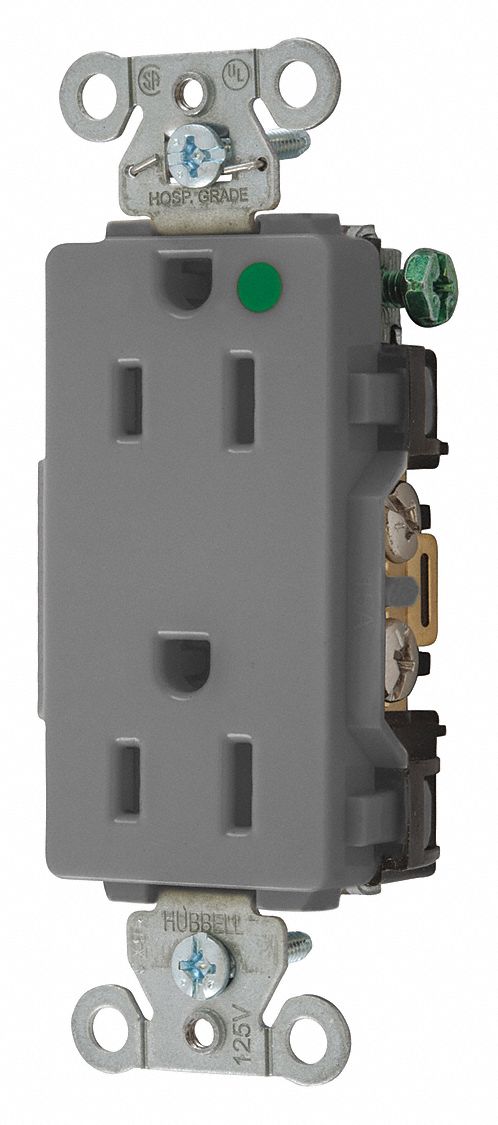 Receptacle Gray 15 A 2P3W Back Side 1PK