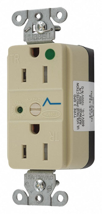 Receptacle Ivory 15 A 2P3W Back 1PK
