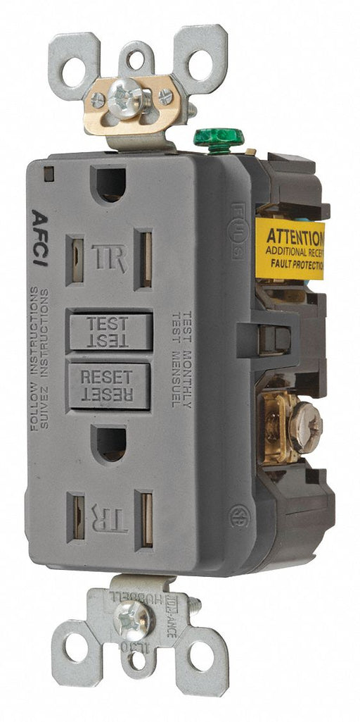 Receptacle Gray 15 A 2P3W Back Side 1PK