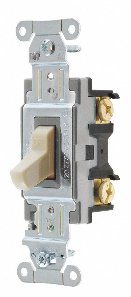 Wall Switch Ivory 15A Back Side SnglPole