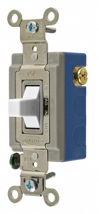 WllSwtch Wht 15A Bk Sd SnglPole/DblThrow