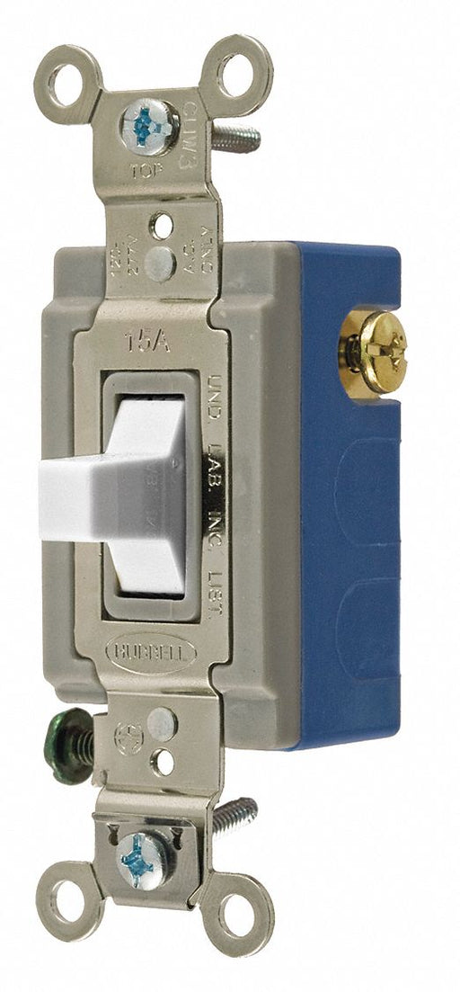 WllSwtch Wht 15A Bk Sd SnglPole/DblThrow