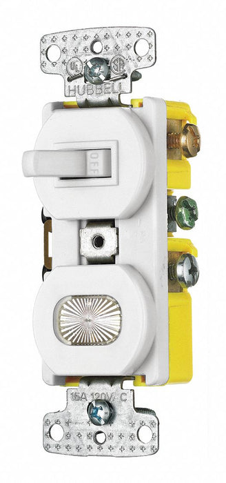 Combo Device White 1P Switch/Pilot Light