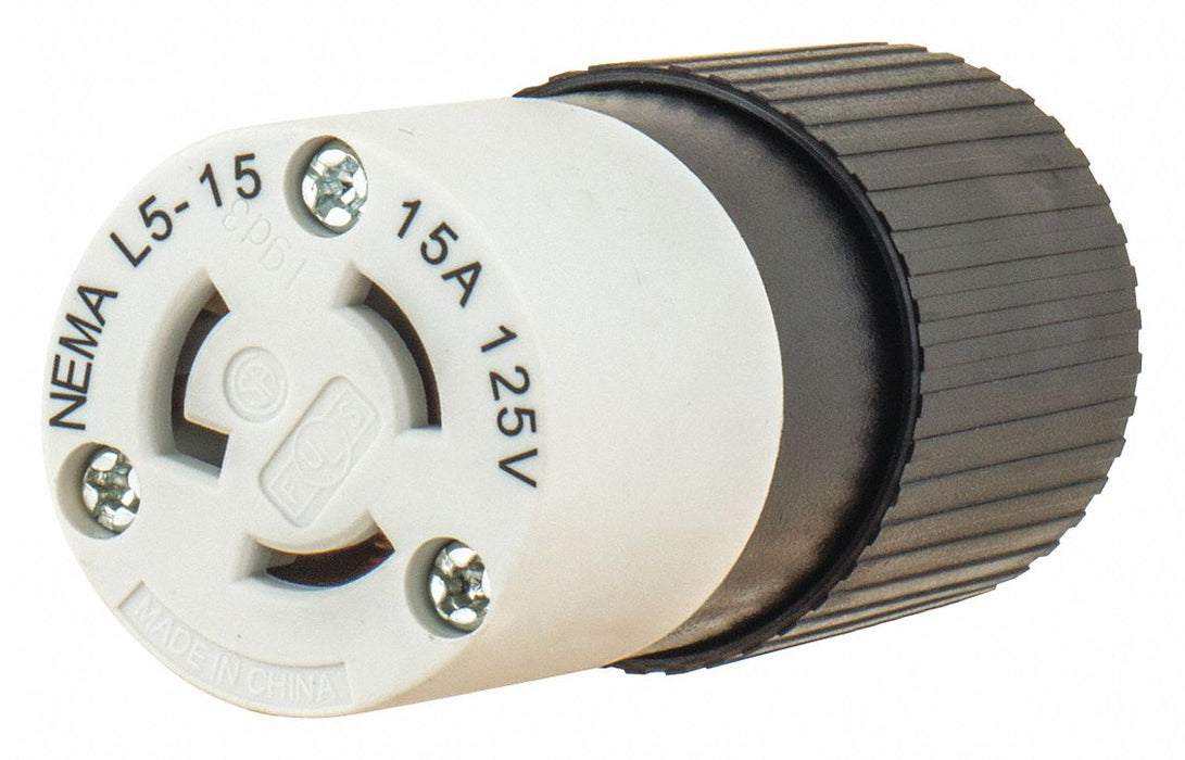Locking Connector Black/White 125VAC 15A