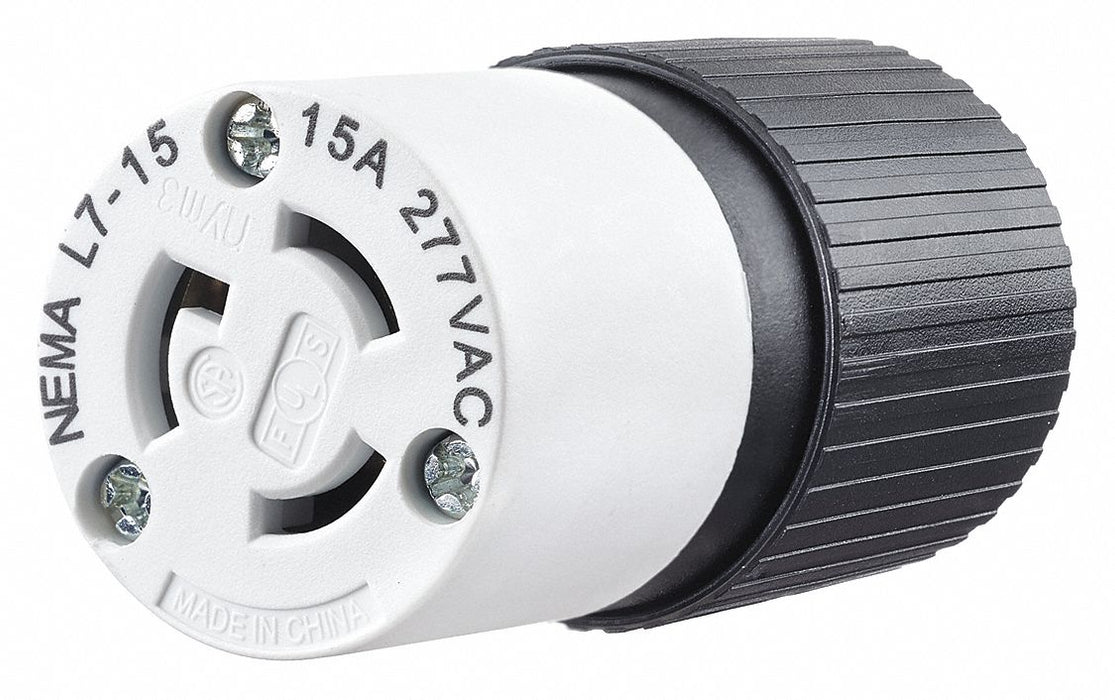 Locking Connector Black/White 277VAC 15A