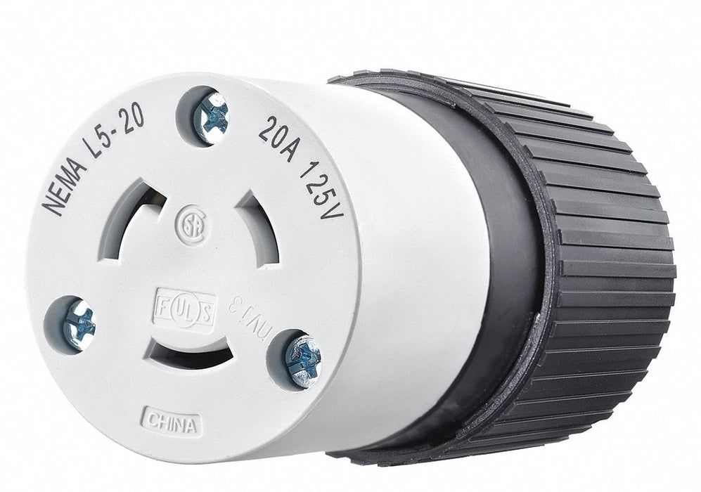 Locking Connector Black/White 125VAC 20A