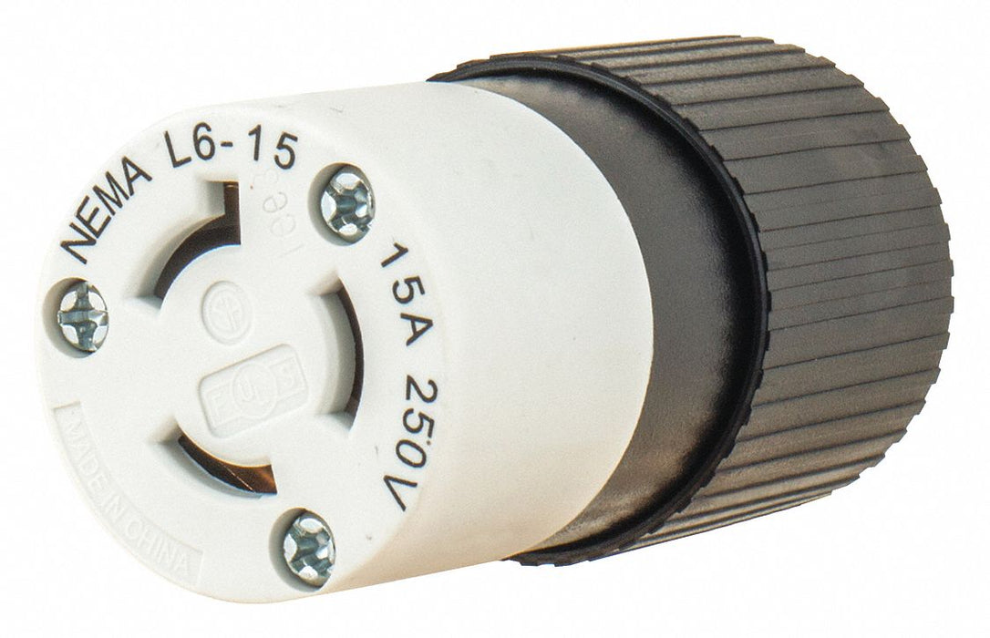 Locking Connector Black/White Nylon 15A