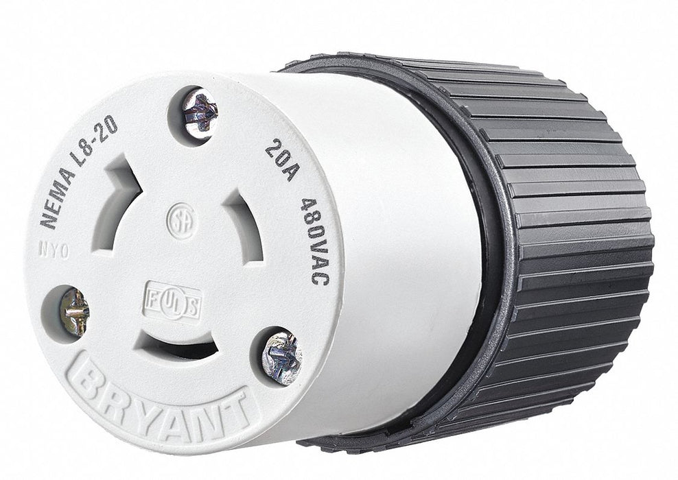 Locking Connector Black/White 480VAC 20A