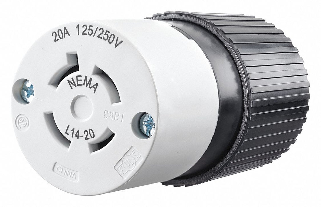 Locking Connector Black/White Nylon 20A