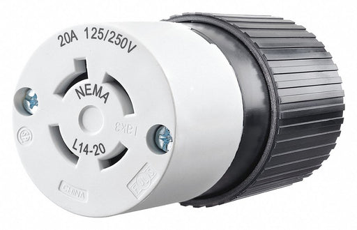 Locking Connector Black/White Nylon 20A