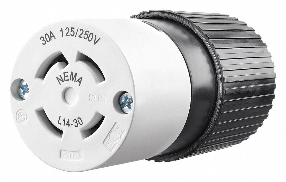 Locking Connector Black/Wht 250VAC 30A