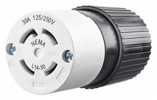Locking Connector Black/Wht 250VAC 30A