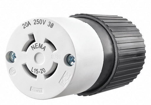 Locking Connector Black/Wht 250VAC 20A