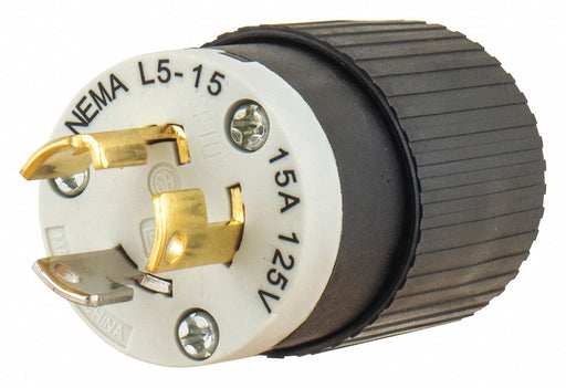 Locking Plug Black/Wht 125VAC 0.5 HP 15A