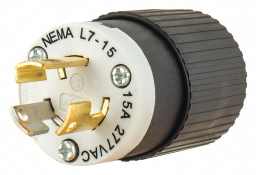 Locking Plug Black/Wht 277VAC 2.0 HP 15A