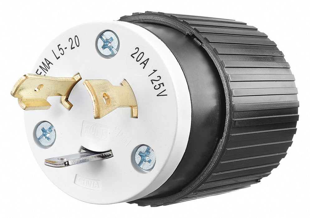 Locking Plug Black/Wht 125VAC 1.0 HP 20A