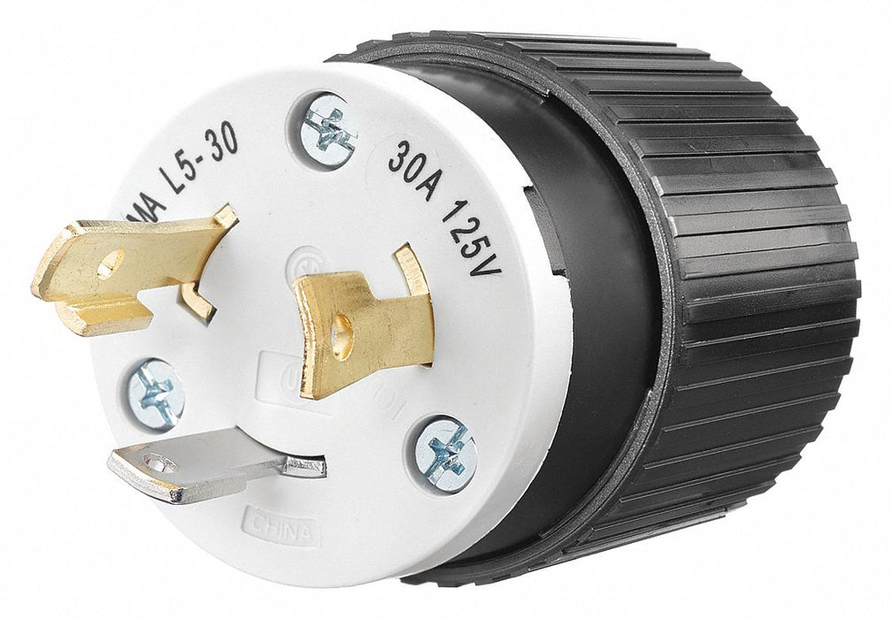 Locking Plug Black/Wht 125VAC 2.0 HP 30A