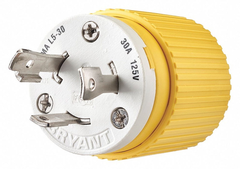 Locking Plug Yllw/Wht 125VAC 2.0 HP 30A