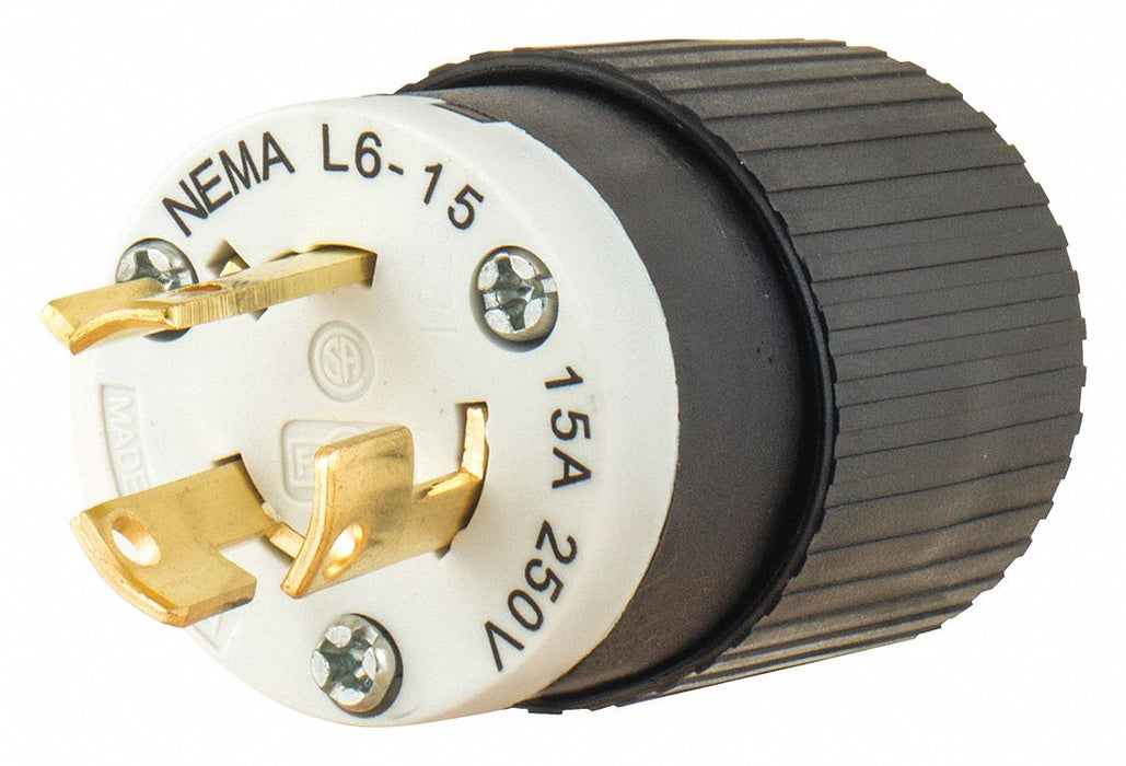 Locking Plug Black/Wht 250VAC 0.5 HP 15A