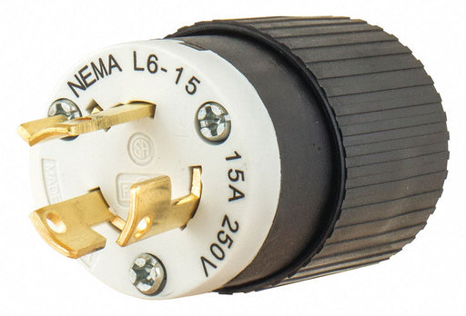 Locking Plug Black/Wht 250VAC 0.5 HP 15A