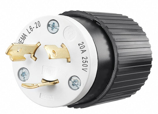 Locking Plug Black/Wht 250VAC 2.0 HP 20A