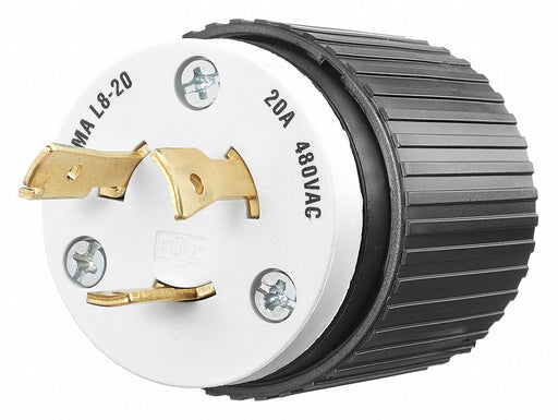Locking Plug Black/Wht 480VAC 3.0 HP 20A