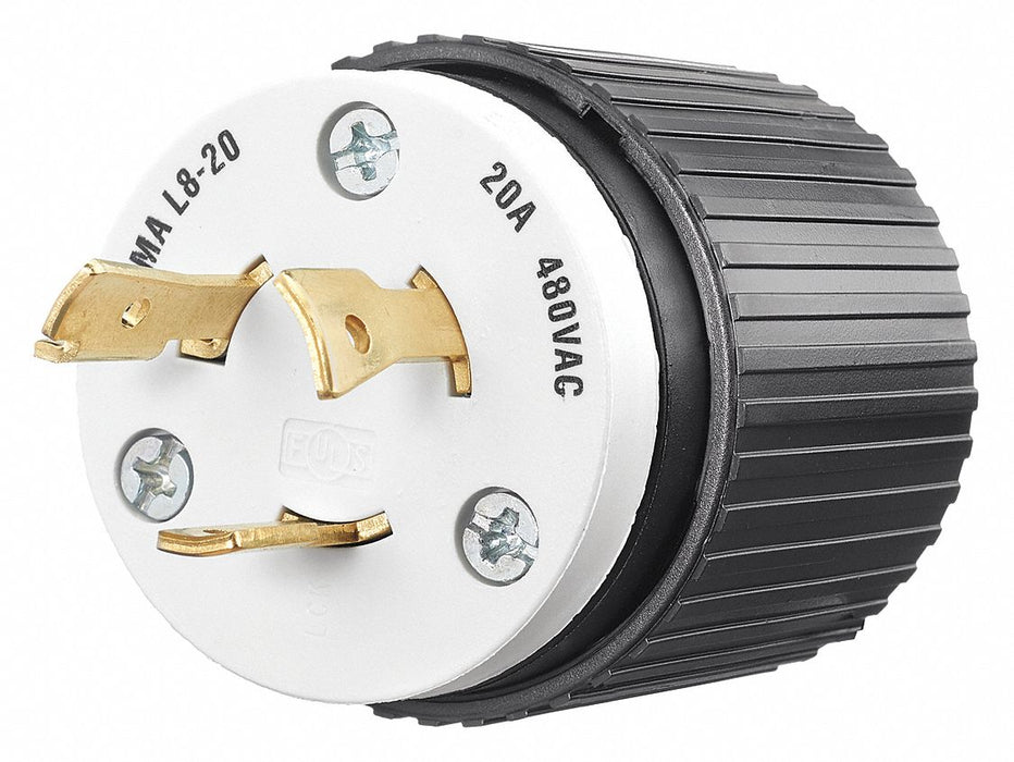Locking Plug Black/Wht 480VAC 3.0 HP 20A