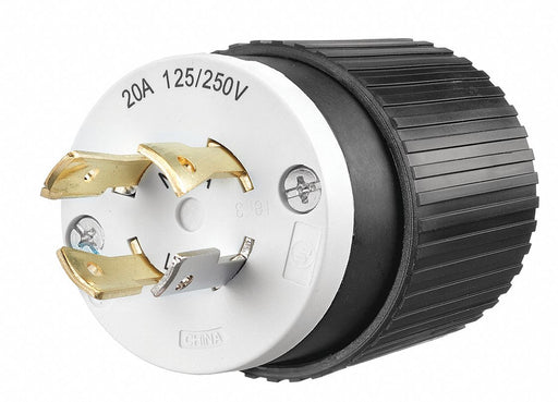 Locking Plug Black/White 125/250VAC 20A
