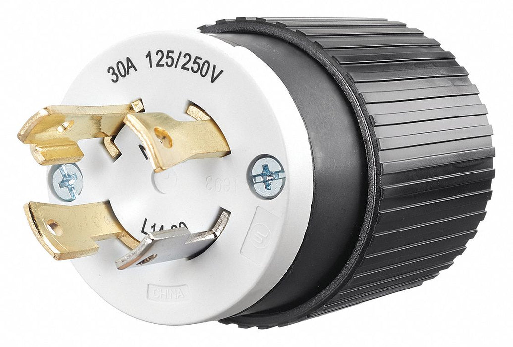 Locking Plug Black/Wht 125/250VAC 2.0 HP
