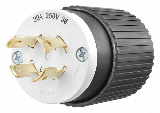 Locking Plug Black/Wht 250VAC 3.0 HP 20A
