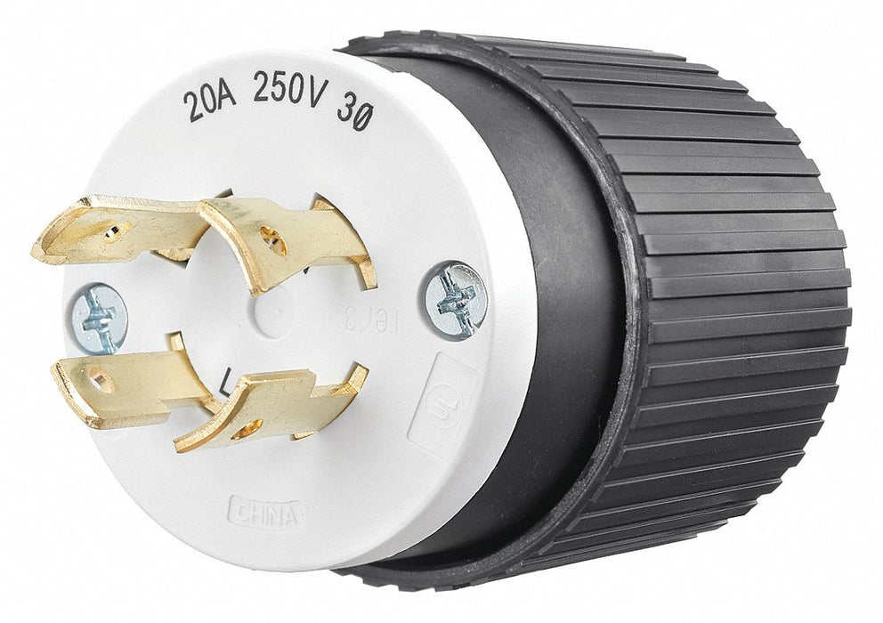 Locking Plug Black/Wht 250VAC 3.0 HP 20A