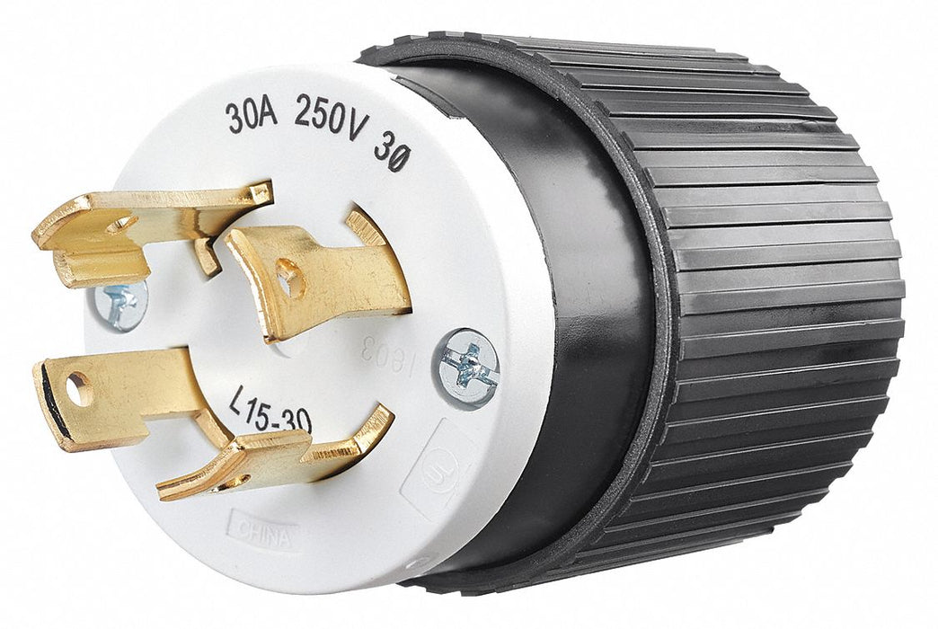 Locking Plug Black/Wht 250VAC 3.0 HP 30A