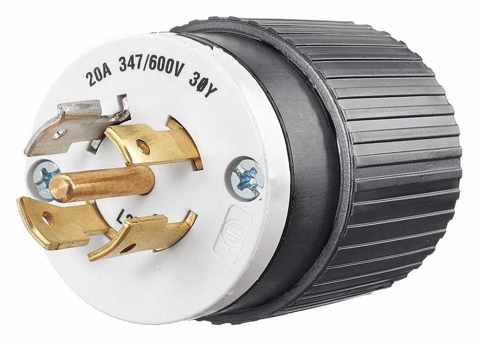 Locking Plug Black/White 347/600VAC 20A