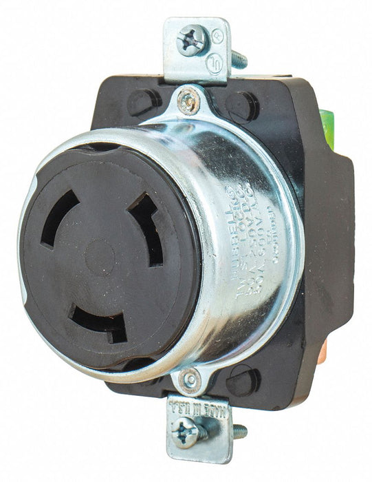 Locking Receptacle Blk 600VAC/250VDC 50A