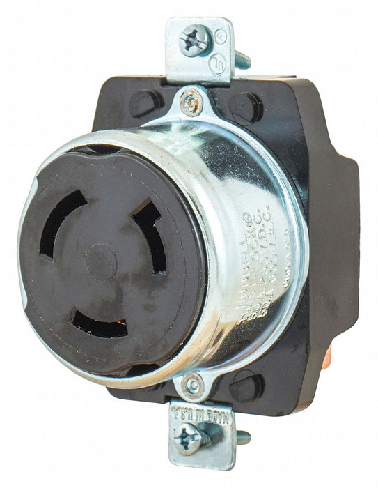 Locking Receptacle Black 600VAC/250VDC