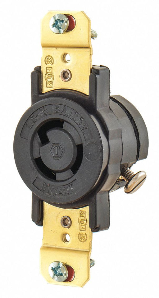 Locking Receptacle Black 125VAC 0.5 HP