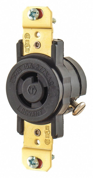 Locking Receptacle Black 277VAC 2 HP 15A