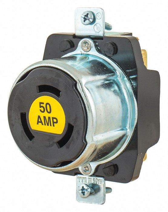 Locking Receptacle Blk 600VAC/250VDC