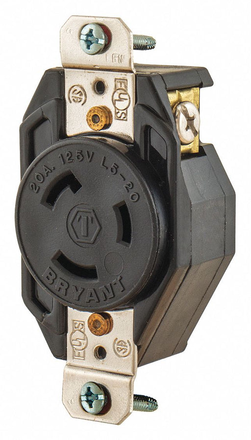 Locking Receptacle Black 125VAC 1 HP 20A