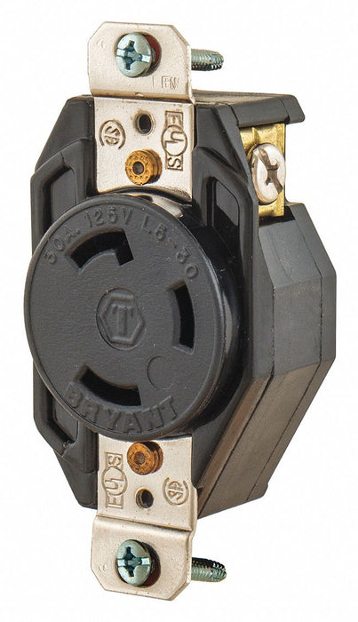 Locking Receptacle Black 125VAC 2 HP 30A